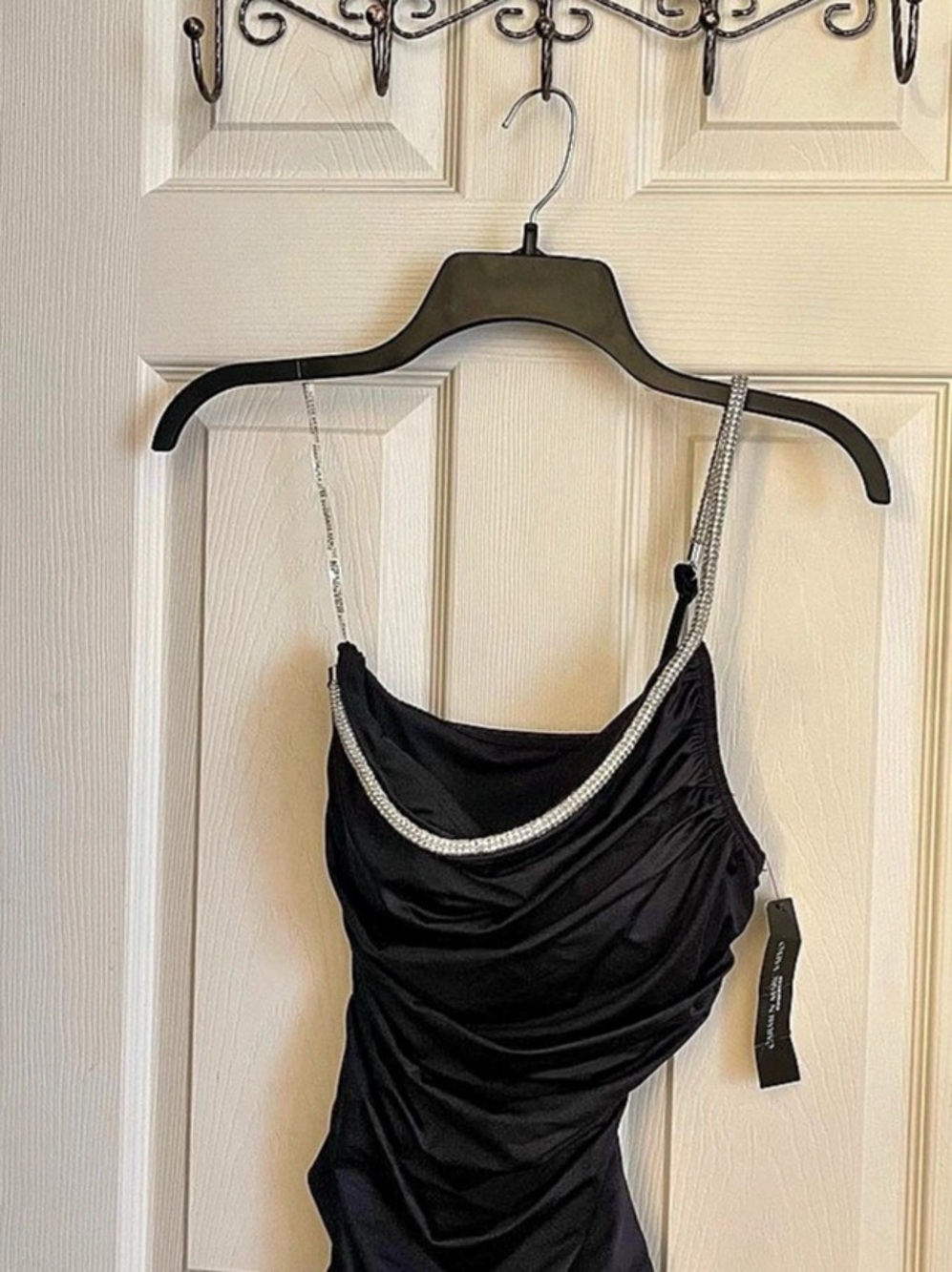 NWT Carmen Marc Valvo Swimwear Ruched One-Piece Swimsuit in Black Size 10